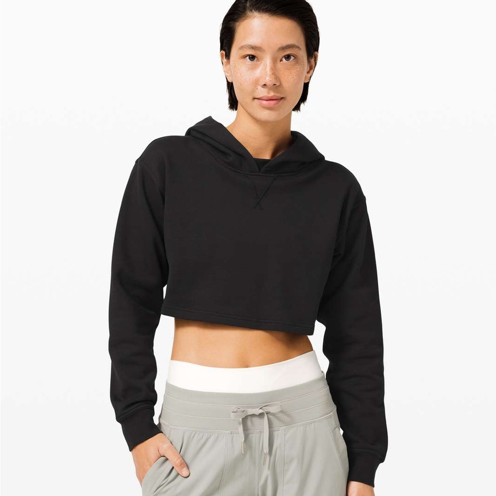 Lululemon All Yours Cropped Hoodie in Black